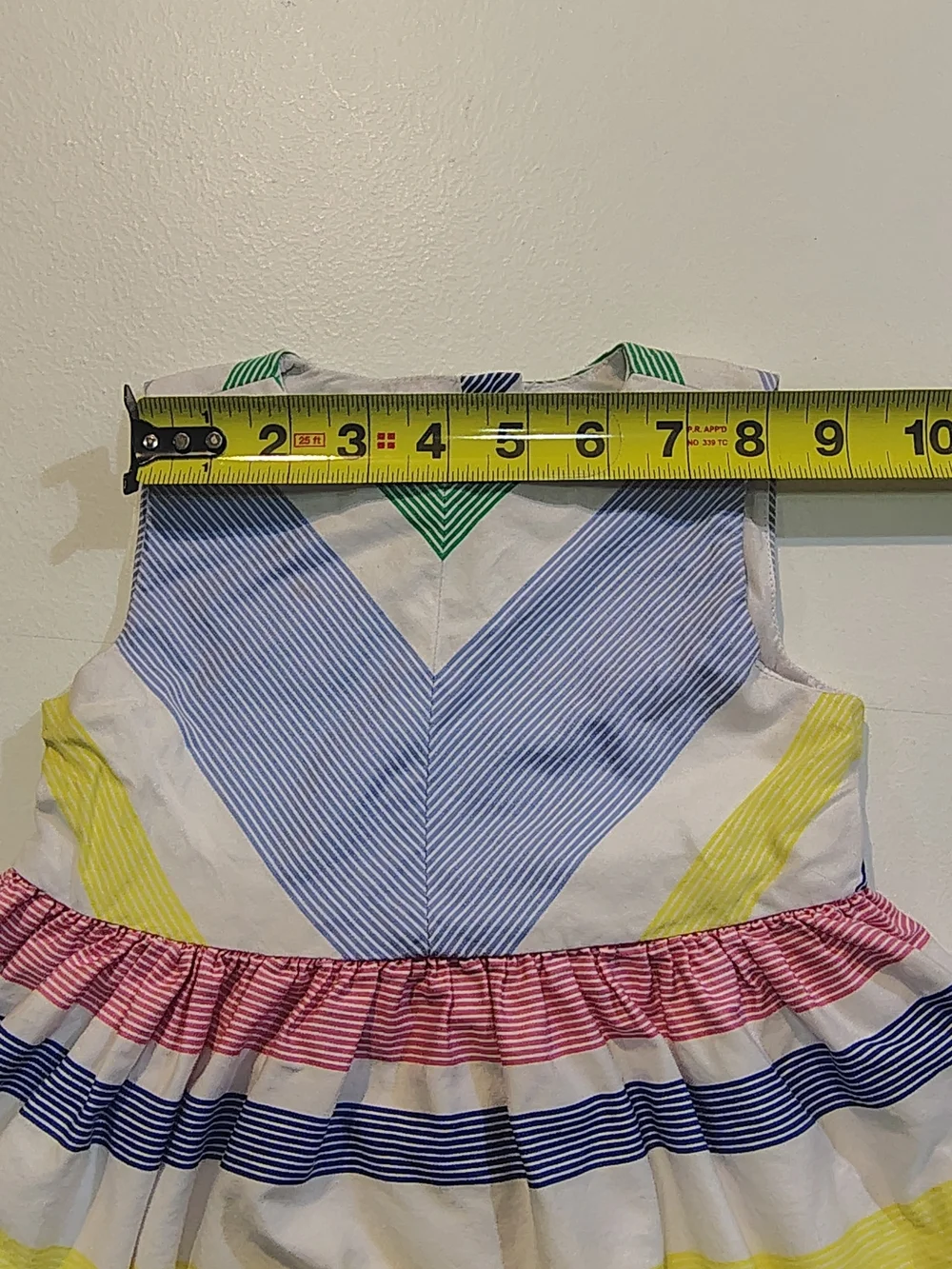 Girls' Multicolor Stripe Cotton Dress - White, Yellow, Blue